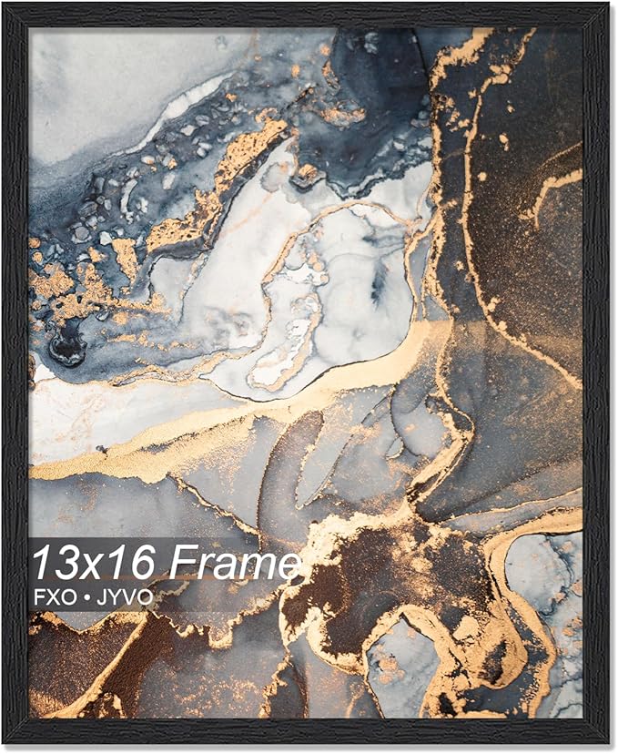 Engineered Wood 13x16 Picture Frame, Black Frame for 13 x 16 Inch Picture Poster Photo, Light Weight 13 by 16 Frame with Wood-grain for Wall - 1 Pack/Black/13 x16