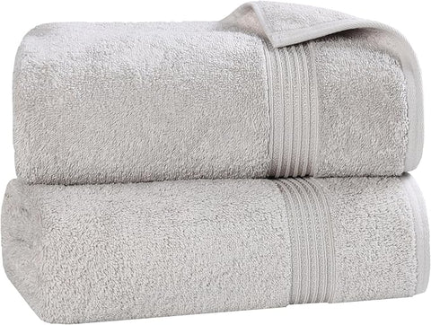 Superior Egyptian Cotton 2-Piece Bath Sheet Towel Set, Oversized Body Towels For Adults And Kids, Large Towel For Bath, Shower, Guest Bathroom, Spa, Gym, Resort, Essentials, Airbnb, Silver
