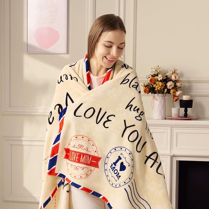 Joiedomi Birthday Gifts for Mom Soft Flannel Mom Blanket for Women Wife Grandma Mothers Day Anniversary Present from Daughter Son 50" x 60" Brown