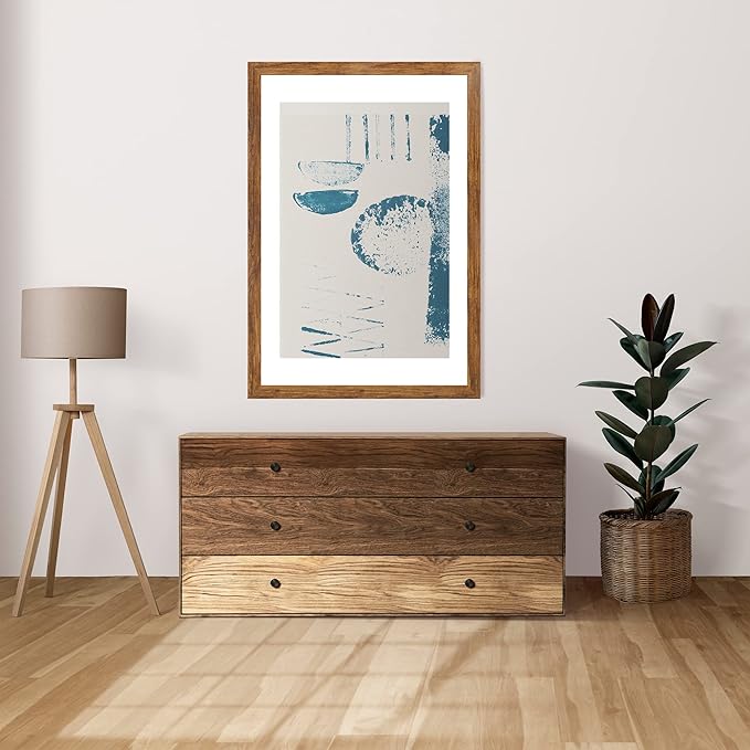 24x36 Poster Frame Set of 2, Rustic Brown Wood Style - Display 20x30 Picture with Mat or 24 x 36 Poster without Mat, Wall Mounting Horizontal and Vertical