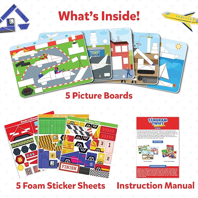 Skillmatics Tangram Sticker Puzzles - Educational Art & Craft Activity with 150+ Foam Tangram Stickers, Creative Toys & Games for Boys & Girls Ages 4, 5, 6, 7