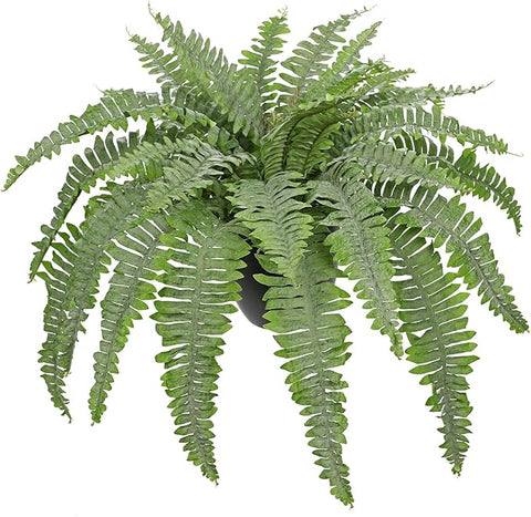 Artificial Fern Plants in Pot 34.6" Large Artificial Boston Fern 39 Leaves for Outdoors & Indoor Faux Potted Plant Fake Ferns Bush Plant for Patio Garden Farmhouse Porch Home Decor Dusty Green