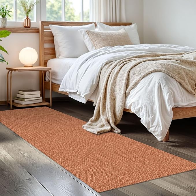 IOHOUZE Washable Runner Rug 2x6 Non Slip Runners for Hallways Entryway Runner Indoor, Kitchen Rugs Woven Cotton Floor Carpet for Kitchen Hall Entrance Bedroom, Rustic Orange