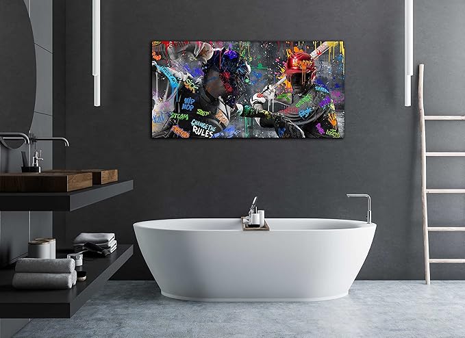 JKWALL77 Graffiti Baseball Wall-Art - Wall Decor for Bedroom Teen Boy - Sports Wall Decor Ready to Hang 40" x 20"