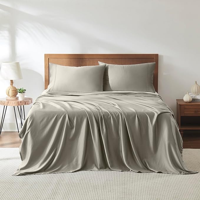 Modern Threads 100% Tencel Lyocell 4-Piece Sheet Set, 400 Thread Count Luxury Bedding, Taupe, Full