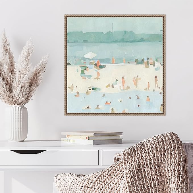 Amanti Art Framed Canvas Wall Art 22x22 Sea Glass Sandbar I by Emma Scarvey, Framed Wall Art Canvas, Abstract Artwork, Traditional Decor, Medium Poster Painting for Living Room, Bedroom, Bathroom,