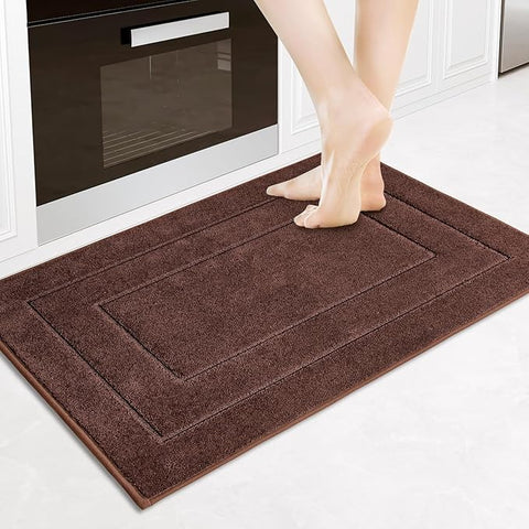 PURRUGS Machine Washable Kitchen Rug 24" x 35.5", Non-Slip/Skid Kitchen Runner Rugs & Floor Mats, Super Absorbent Soft Standing Mats for Kitchen, Sink & Laundry, Brown