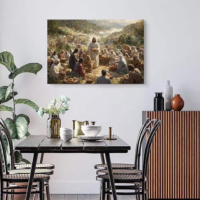 Christian Wall Art Print, Religious Scripture Biblical Decor, Faith-Based Inspirational Landscape with Cross, Digital Printed Canvas Poster for Church, Home Chapel, Prayer Room Decor