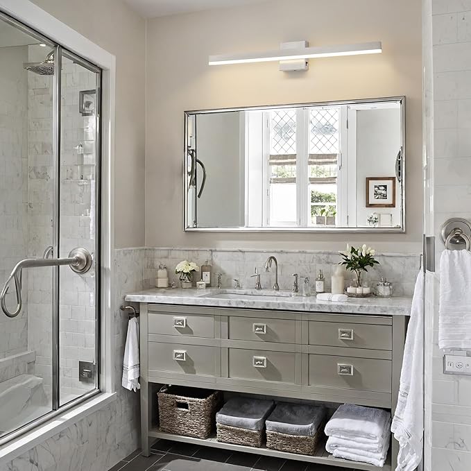 Nickel Bathroom Vanity Light 31.5 inch, 18W Dimmable 5CCT LED Bathroom Light Fixture Over Mirror Restroom-ETL Certificated