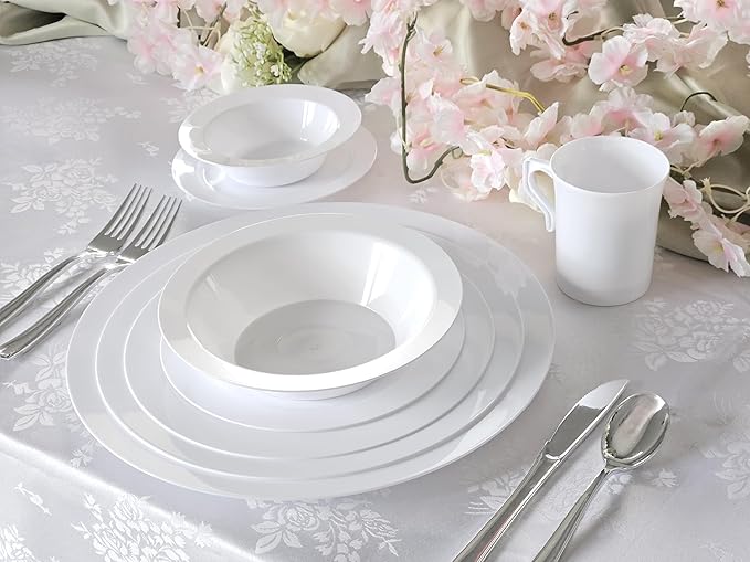 " OCCASIONS " 120 Plates Pack, Heavyweight Disposable Wedding Party Plastic Plates (10.5'' Dinner Plate, Plain White)