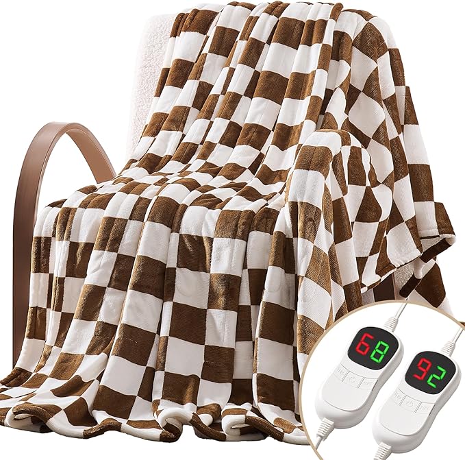 Homemate Electric Blanket Heated King Size - 100“x90“ Ultra Soft Cozy Flannel Heating Blanket with 10 Fast Heat Levels 8 Hours Auto Off Over-Heated Protection ETL Certification Keep Warm in Home