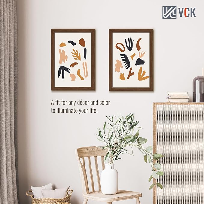 VCK 13x19 Frame Set of 5 - Brown, Wood Picture Frame with Exclusive Wood Grain, Wall Gallery Frame