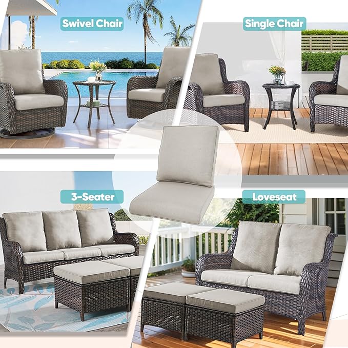 Patio Cushions for Outdoor Furniture - 22×24 Inches High Back and Deep Seating Outdoor Cushion for Patio Chairs Sofa Couch Loveseat Water Resistant(Beige/1 Set/No Button)