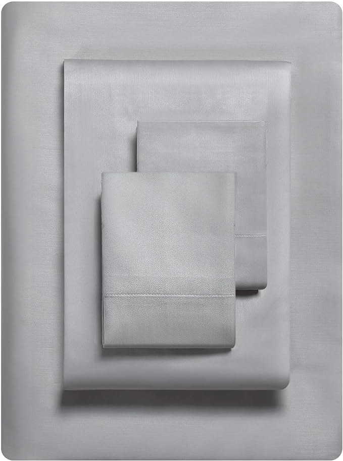 Vera Wang - King Sheet Set, Luxury Sateen Cotton Bedding, 800 Thread Count, Soft & Smooth Room Essentials (Steel Grey, King)