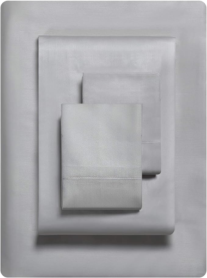 Vera Wang - Queen Sheet Set, Luxury Sateen Cotton Bedding, 800 Thread Count, Soft & Smooth Room Essentials (Steel Grey, Queen)