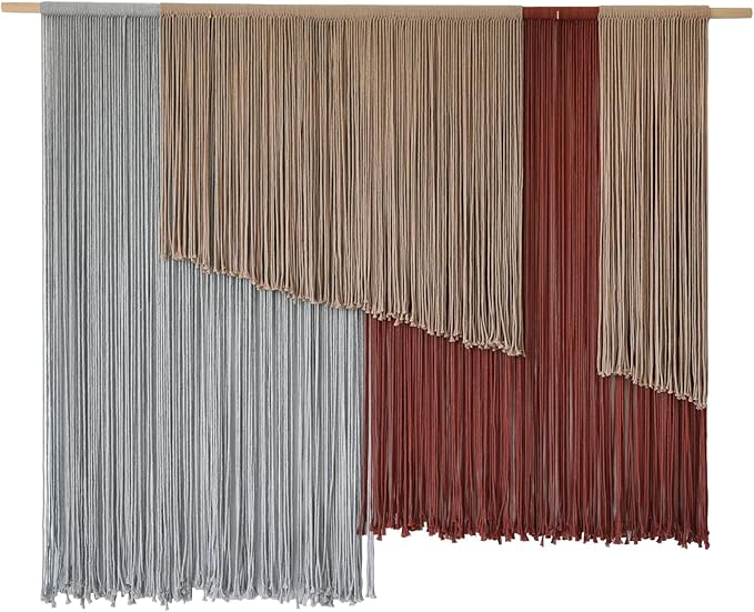 Macrame Wall Hanging Large 57" Wx43 L Fiber Wall Art Modern Yarn Boho Wall Decor for Headboard Living Room Gallery Couch Bedroom Decor