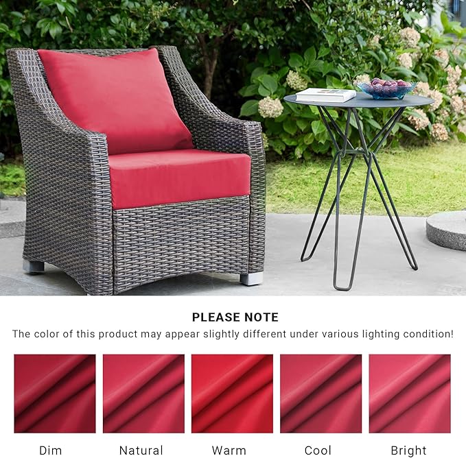 Outdoor Cushions for Patio Furniture,Outdoor Seat Cushion Set 24 x 24 x 5.75 Inch,Waterproof & Fade Resistant Outdoor Chair Cushions,Deep Patio Chair Cushion with Removable Cover,Burgundy