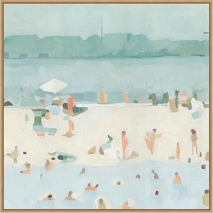 Amanti Art Framed Canvas Wall Art 30x30 Sea Glass Sandbar I by Emma Scarvey, Framed Wall Art Canvas, Abstract Artwork, Modern Decor, Large Poster Painting for Living Room, Bedroom, Bathroom, Kitchen,