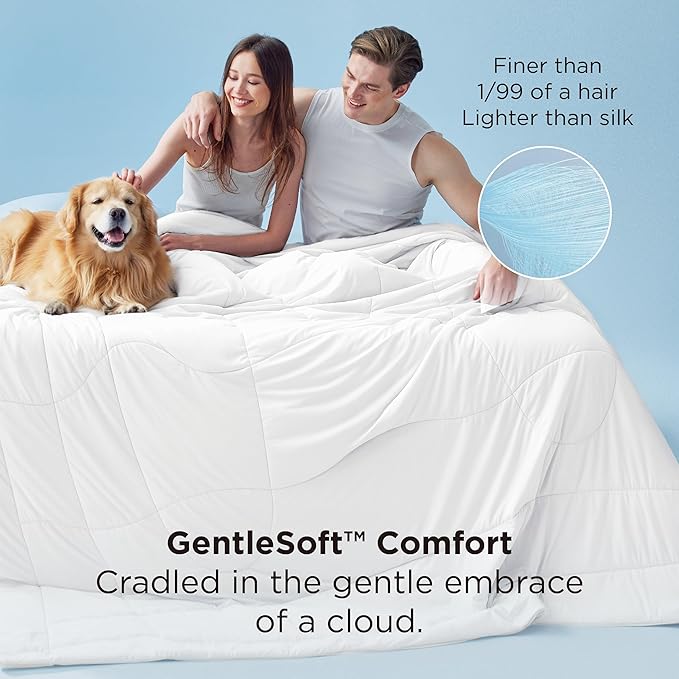 Bedsure Cooling Comforter Twin - Cooling Blankets for Hot Sleepers, Lightweight Comforter for Summer with Dual-Sided Cool Tech, Soft Breathable Cold Blanket for Sleeping, White, 68x88 Inches