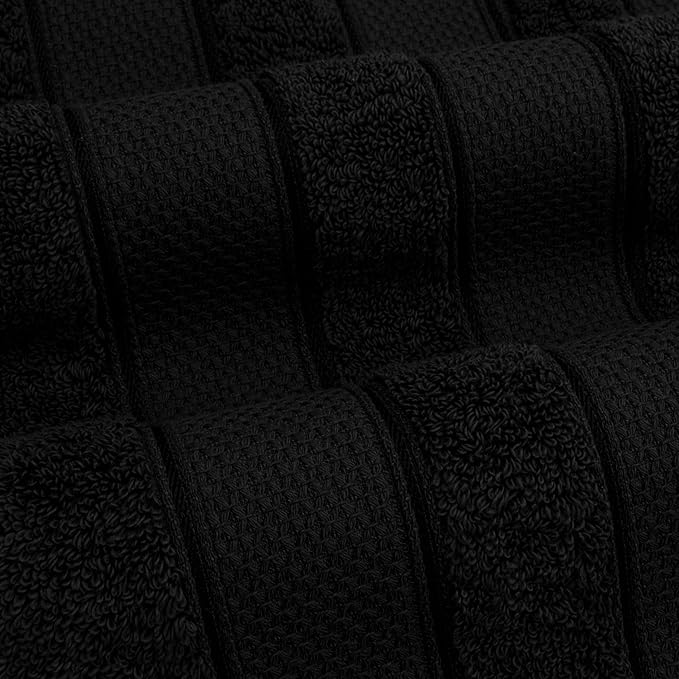 American Soft Linen Salem 100% Cotton Turkish 4 Piece Bath Towels for Bathroom, 600 GSM Soft Absorbent Quick Dry Bath Towel Set, Black