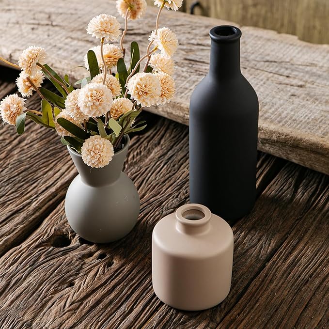Modern Vases for Home Decor, Artificial Fake Flowers with Vase, Ceramic Vase for Centerpieces