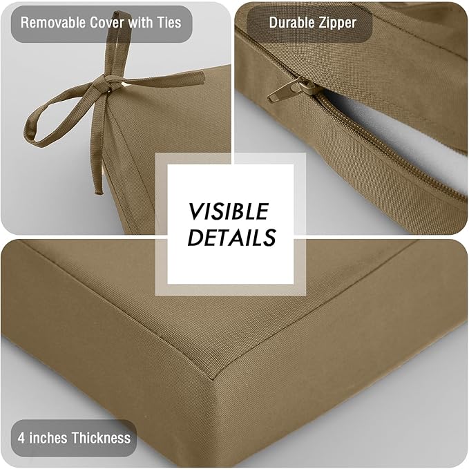 idee-home Outdoor Cushions for Patio Furniture, Outdoor Seat Cushion, Waterproof Hampton Bay Deep Seat Replacement Couch Chair Cushions for Garden Lawn Backyard Deck, 28.5 x 28.5