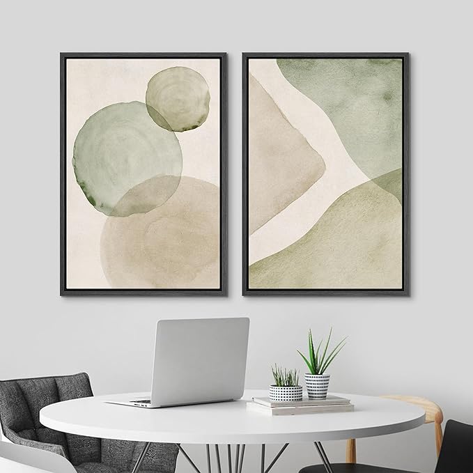 MUDECOR Framed Canvas Print Wall Art Dynamic White Brushstroke Abstract Illustrations Modern Art Decorative Bohemian Colorful Chic for Living Room, Bedroom, Office - 16"x24"x2 Black
