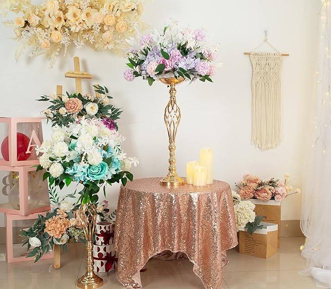 Wedding Centerpieces for Reception Tables, Twist Candleholder Stands, Wedding Flower Arrangement Vases, Metal Centerpieces for Wedding Road-Leading Home Decor Gold