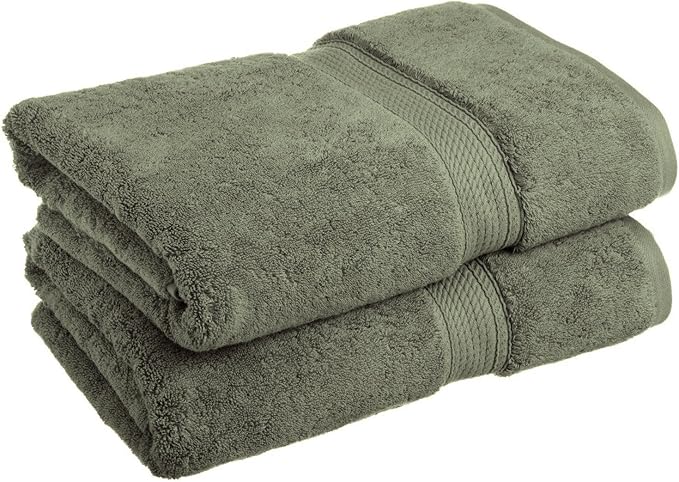BLUENILEMILLS Premium Towel Collection, Egyptian Cotton Towels for Shower and Bathroom Assorted 2-Piece Towel Set, 30" x 55", Forest Green by Blue Nile Mills