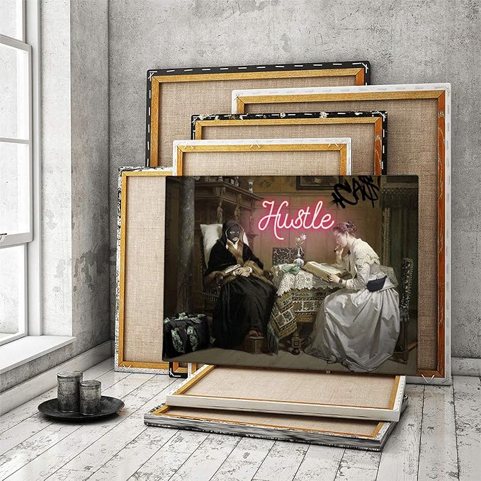 Fellipo Ricci Large Canvas Artwork - Hustle Cool Wall Art Prints Framed for Home Decor, Living Room, Office - Handmade Popular Museum Oil Painting Art Photo on Canvas (18"x24")