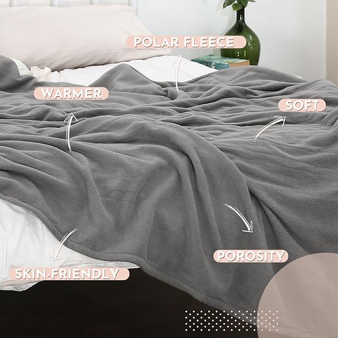 Electric Heated Blanket 72" x 84" Full Size Soft Polar Fleece Heated Blanket, 4 Heating Levels and 10 Hours Auto Off with Machine Washable - Light Grey