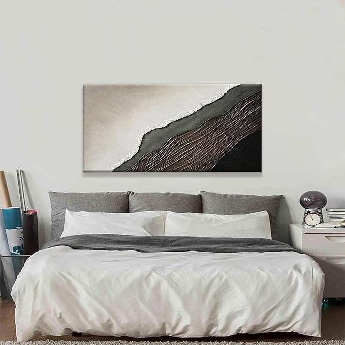 Tsomzxng Abstract Wall Art Brown Black Wall Art Painting Canvas Art Wall Decor Prints Minimalist Abstract Wall Decor For Living Room Bedroom Kitchen Office Artwork Ready To Hang 24"×48"