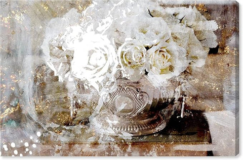 The Oliver Gal Artist Co. Floral Wall Art Canvas Prints 'Serving Roses' Home Décor, 24" x 16", Tan
