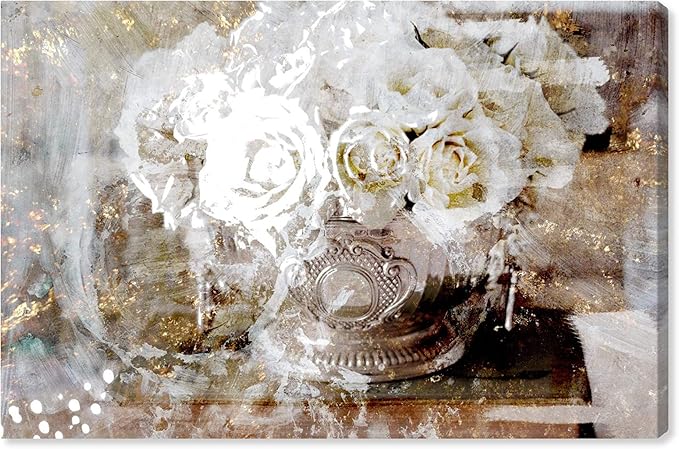 The Oliver Gal Artist Co. Floral Wall Art Canvas Prints 'Serving Roses' Home Décor, 15" x 10", Tan