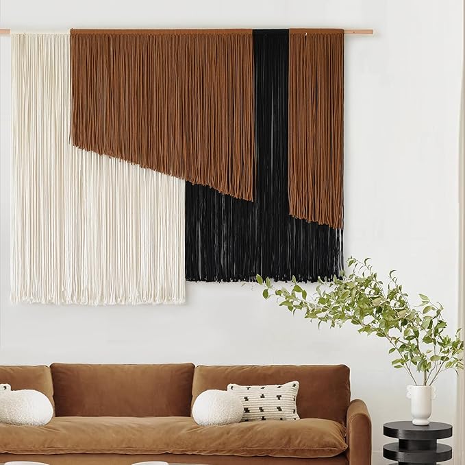 Macrame Wall Hanging Dip Dyed Fiber Macrame Wall Decor Boho Cord Living Room Wall Art 57" Wx43" L