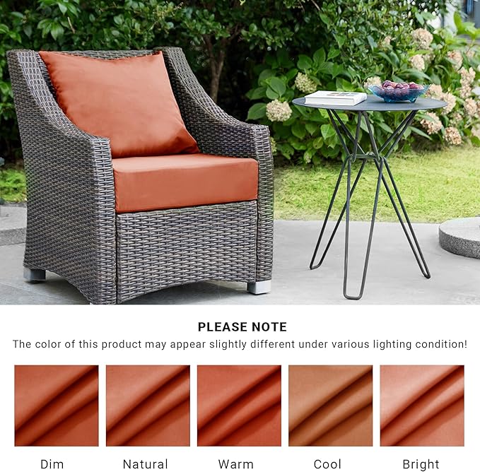 Outdoor Cushions for Patio Furniture,Outdoor Seat Cushion Set 24 x 24 x 5.75 Inch,Waterproof & Fade Resistant Outdoor Chair Cushions,Deep Patio Chair Cushion with Removable Cover,Spice
