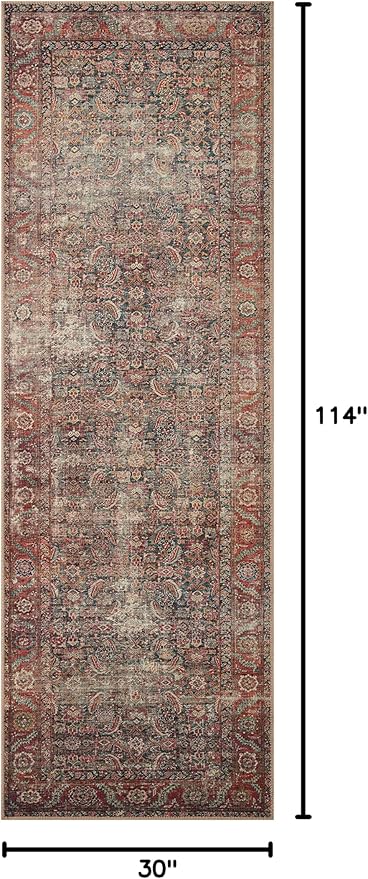 Loloi Wynter Collection WYN-09 Onyx/Multi 2'-6" x 9'-6" Runner Rug, .13" Thick, Area Rug, Soft, Durable, Printed, Vintage Inspired, Low Pile, Non-Shedding, Easy Clean, Living Room Rug