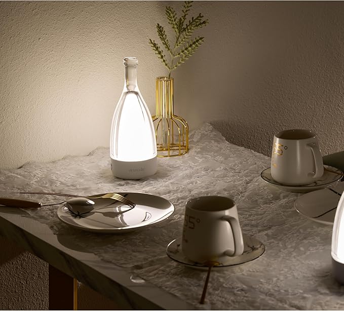GlassGlo Cordless Rechargeable Battery Operated Touch Button Table Lamp, Stepless Dimming, 3 Color Modes, Modern Patio/Bed/Night Lamp (White)