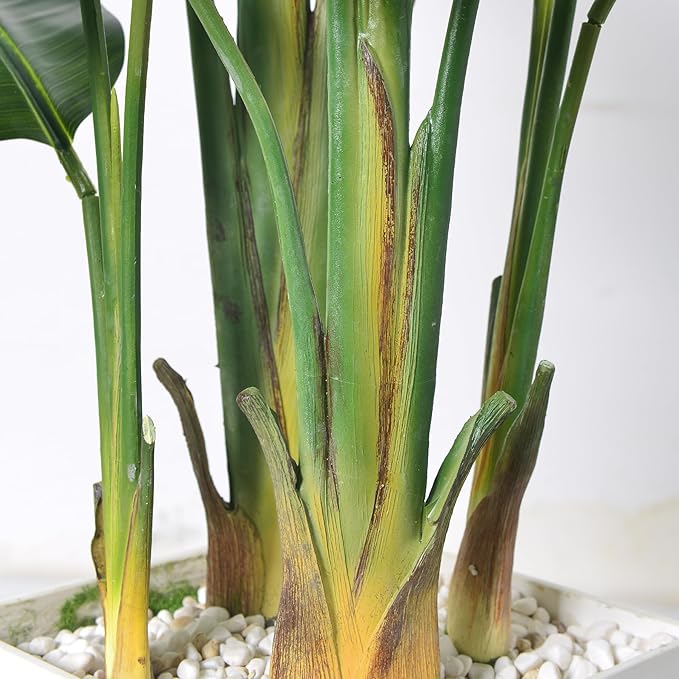 Bird of Paradise Plant Artificial 7ft,Faux Plants Indoor with White Planter,Fake Tree with Lifelike Leaves,The Perfect Indoor Silk Floor Plant for Home、Hallway and Office Decor
