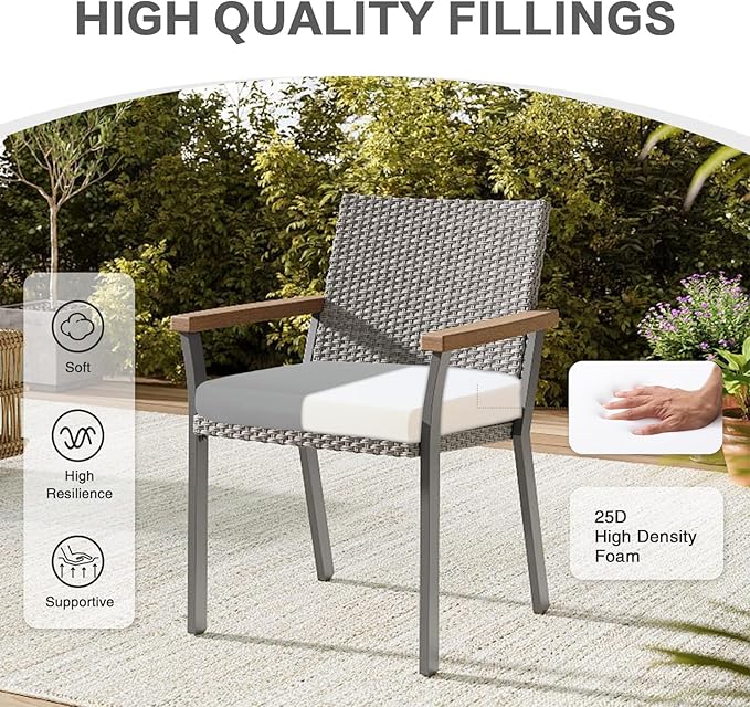 BPS 21x21 Inch Deep Seat Outdoor Cushion, Gray Fade-Resistant and Water-Resistant Patio Chair Cushion for Wicker Chairs, Sofas, Love Seats