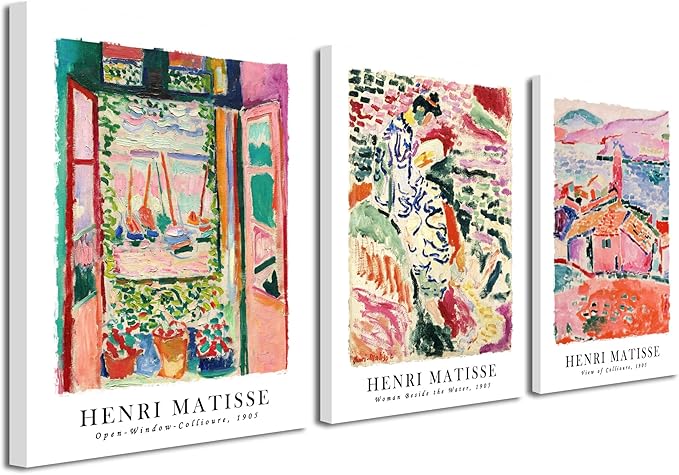 Wieco Art Canvas Wall Art 3 Piece Henri Mattise Art Abstract Colorful Matisse Posters Canvas Prints for Wall and Home Office Decorations
