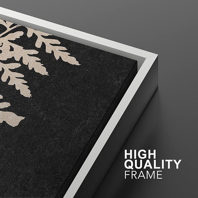 SIGNWIN Canvas Print Wall Art Set Black Tan Forest Fern Plant Leaf Silhouette Nature Wilderness Illustrations Modern Art Rustic Multicolor for Living Room, Bedroom, Office - 24"x36"x2 White