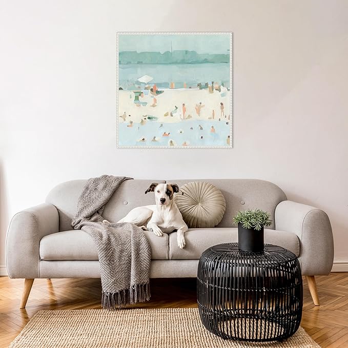 Amanti Art Framed Canvas Wall Art 30x30 Sea Glass Sandbar I by Emma Scarvey, Framed Wall Art Canvas, Abstract Artwork, Traditional Decor, Large Poster Painting for Living Room, Bedroom, Bathroom,