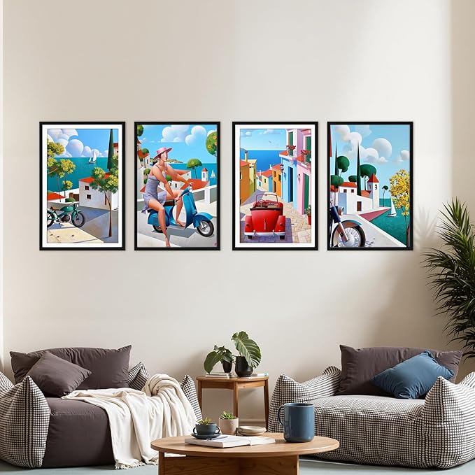Giftgarden Black 12x18 Picture Frame Set of 4, Matted to 11x17 Picture with Mat or 18x12 Poster without Mat, Wall Hanging Display
