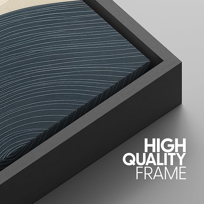 SIGNWIN Framed Wall Art Print Set Minimalist Blue and Beige Wave Modern Abstract Photography Modern Art Minimalist Closeup Dramatic for Living Room, Bedroom, Offic - 16"x24"x3 BLACK