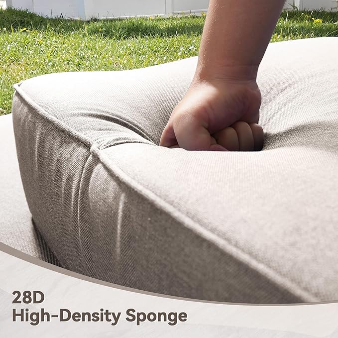 Luxury 6" Outdoor Cushions for Patio Furniture, 24x24x6 Thick Seat Cushion Set of 5, Fade Resistant Couch Chair Replacement Cushions High Density Deep Wicker Chair Cushion w/Removable Cover, Beige