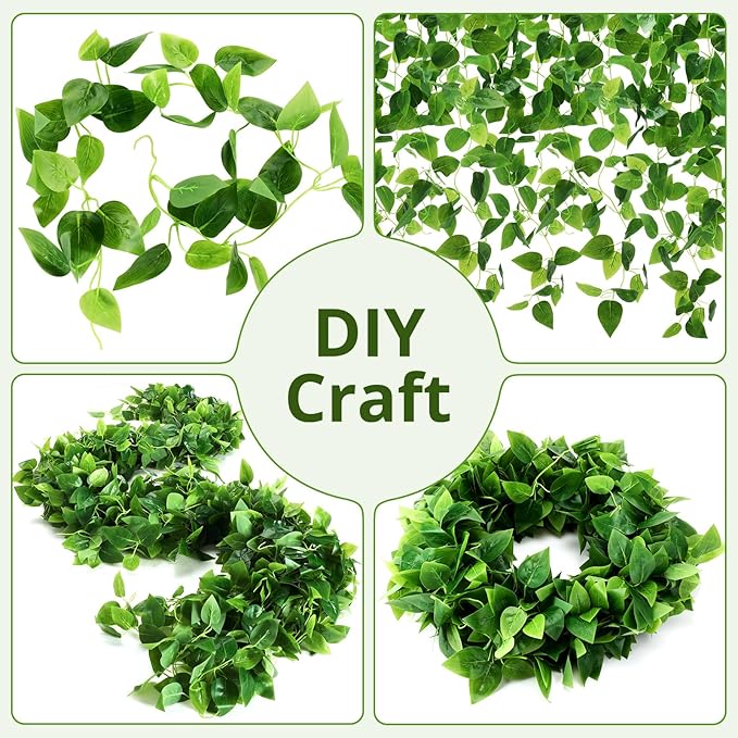 XunYee 28 Pcs Artificial Hanging Plants 3.6FT Fake Hanging Plants, Fake Ivy Vine Artificial Ivy Leaves Plastic Fake for Wall House Room Garden Wedding Garland Indoor Outdoor Decor, No Baskets