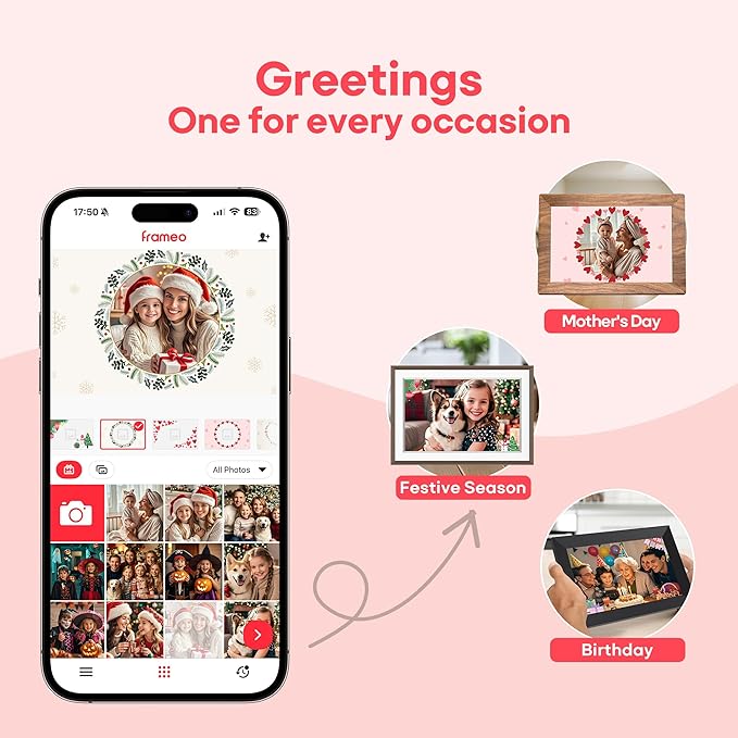 Frameo 10.1 Inch Digital Picture Frame, Smart WiFi Electronic Photo Frame with HD IPS Touch Screen Slideshow Display 32GB Memory Auto-Rotate Wall Mount, Share Photos/Videos from Phone by Frameo App