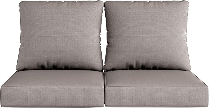 UIXE Outdoor Deep Seat Cushion Set with Slipcovers, Patio Furniture Cushions & Back Pillow, Sectional Sofa Bistro Chair Cushion - Coffee, Set of 2