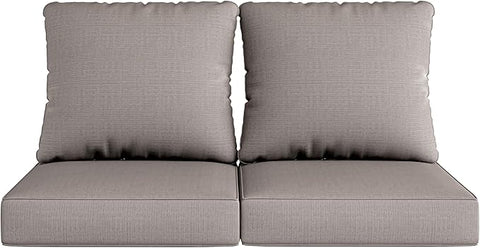 UIXE Outdoor Deep Seat Cushion Set with Slipcovers, Patio Furniture Cushions & Back Pillow, Sectional Sofa Bistro Chair Cushion - Coffee, Set of 2